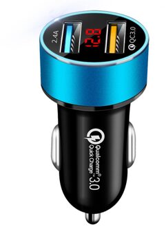 5V Auto-opladers 2 Poorten Snel Opladen Voor Samsung Huawei Iphone 11 8 Plus Universele Aluminium Dual Usb Auto-Charger Adapter Blauw