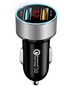 5V Auto-opladers 2 Poorten Snel Opladen Voor Samsung Huawei Iphone 11 8 Plus Universele Aluminium Dual Usb Auto-Charger Adapter Zilver