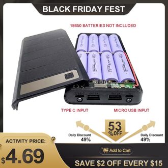 5V Dual Usb Voor 8*18650 Power Bank Batterij Box Mobiele Telefoon Oplader Diy Shell Case voor Iphone6 Plus S6 Voor Xiaomi