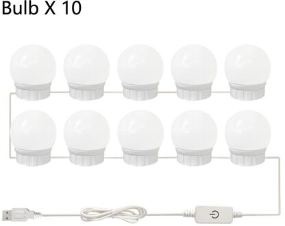 5V Led Make-Up Spiegel Gloeilamp Hollywood Make Vanity Lights Usb Wandlamp 2/6/10/14 Pcs Dimbare Kaptafel Spiegel Lamp 10Bulbs