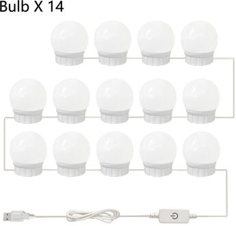 5V Led Make-Up Spiegel Gloeilamp Hollywood Make Vanity Lights Usb Wandlamp 2/6/10/14 Pcs Dimbare Kaptafel Spiegel Lamp 14Bulbs