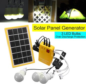 5V Usb Charger Home Systeem Solar Power Panel Generator Kit Met 3 Led-lampen Licht Indoor/Outdoor Verlichting ontladen Te Beschermen