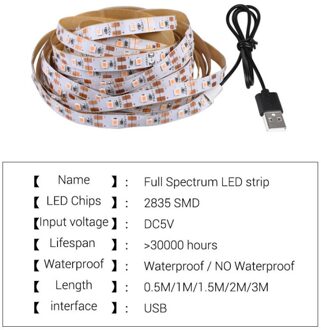 5V Usb Led Grow Light Strip Volledige Spectrum 2835LED Waterdichte Strip Kas Hydrocultuur Indoor Plant Groeien Lamp 0.5M