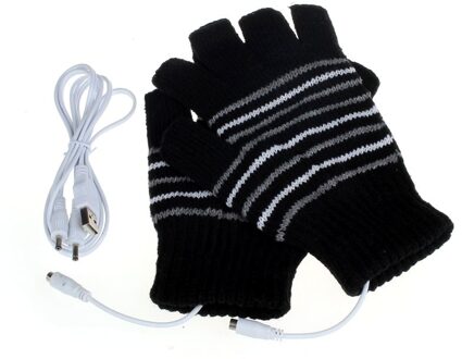 5V Usb Powered Verwarming Handschoenen Winter Unisex Vrouwen Mode Gestreepte Handschoen Wanten Mannen Handwarmer Verwarmde Handschoenen Vrouwen wanten koffie