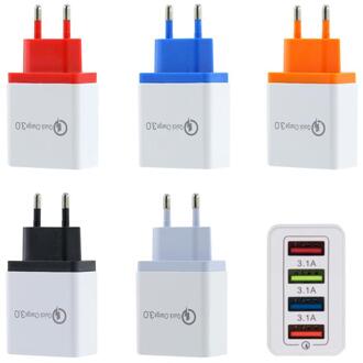 5V3A Multi-Port Travel Charger 4U Intelligente Opladen Hoofd Mobiele Telefoon Opladers 4USB Mobiele Telefoon Oplader zwart