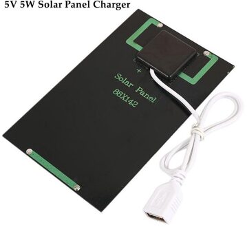 5W 5V Zwart Zonnepaneel Battery Charger Diy Solar Module Met Usb-poort Outdoor Solar Board Voor mobiele Telefoon Opladen Gereedschap