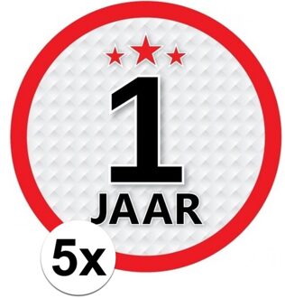 5x 1 Jaar leeftijd stickers rond 15 cm - 1 jaar verjaardag/jubileum versiering 5 stuks