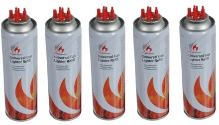 5x Aansteker gas / butaan gasfles 250 ml