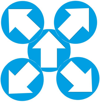 5x Accent pijl sticker blauw - 14,8 cm - pijl stickertjes