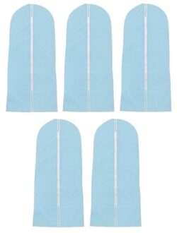 5x Beschermhoezen voor kleding lichtblauw 137 x 60 cm - Kledinghoezen - Garderobe kleding opbergen accessoires