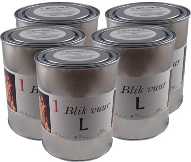 5x blik vuur tuinfakkel - 11 x 13 cm - 5-8 branduren - verlichting in blik - tuinkaars