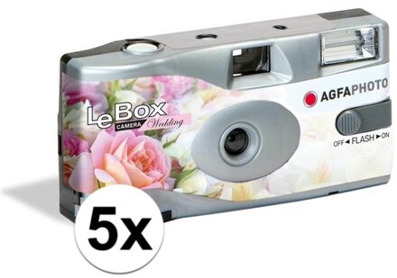5x Bruiloft wegwerp cameras met flitser voor 27 kleuren fotos Multi