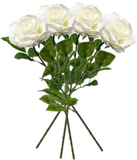 5x Creme rozen Marleen kunstbloemen 63 cm