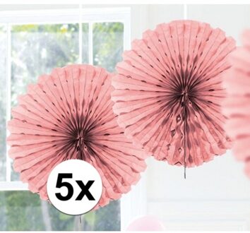 5x Decoratie waaier licht roze 45 cm