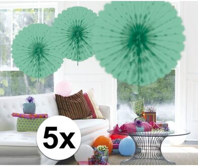 5x Decoratie waaier mint groen 45 cm