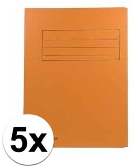 5x dossiermappen 24 x 35 cm oranje