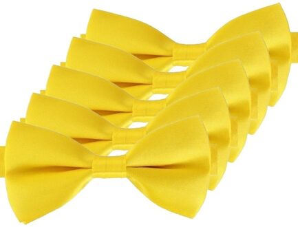 5x Gele verkleed vlinderstrikjes 12 cm voor dames/heren