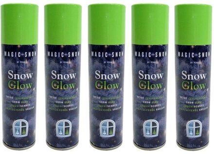 5x Glow in the dark sneeuw spray 150 ml - Spuitsneeuw - Frostspray - Sneeuwspray - Kerstdecoratie