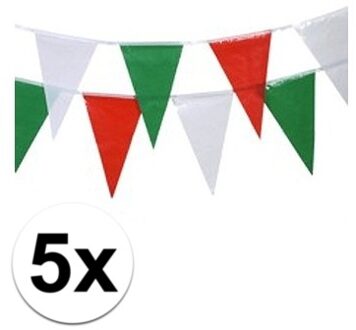 5x groen/rood/wit vlaggenlijntjes 4 m