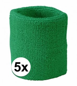 5x Groen zweetbandje voor pols - zweetbandjes