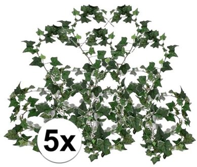 5x Groene klimop slinger plant Hedera Helix 180 cm - Kunstplanten/nepplanten - Woondecoraties