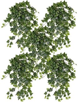 5x Groene/witte Hedera Helix/klimop kunstplant 65 cm voor buiten -  UV kunstplanten/nepplanten - Weerbestendig