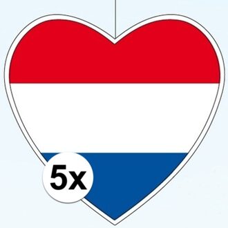 5x Hangdecoratie harten Nederland 28 cm - Nederlandse vlag EK/WK landen versiering