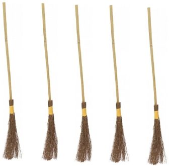 5x Heksen bezem 100 cm - Halloween versiering/decoratie - Verkleedaccessoires voor heksen - Heksenbezems