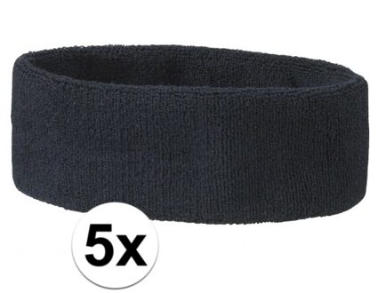 5x Hoofd zweetbandje navy blauw