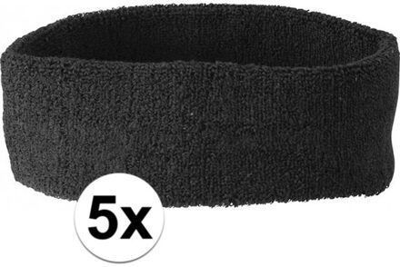 5x Hoofd zweetbandje zwart