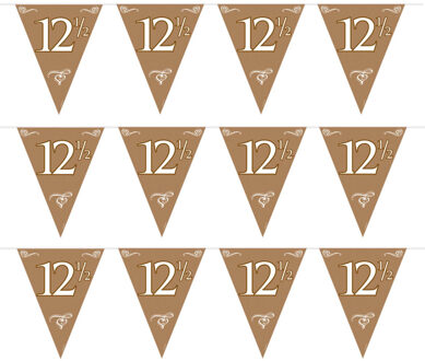 5x Jubileum vlaggenlijnen 12,5 jaar - Koperen huwelijk/jubileum feestartikelen