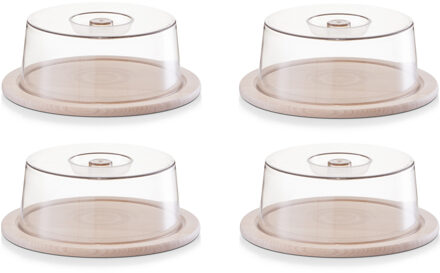 5x Kaas snijplanken/serveerplanken/opbergdozen rond met deksel 23 cm