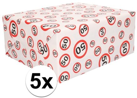 5x Kadopapier 50 jaar op rol - Cadeaupapier