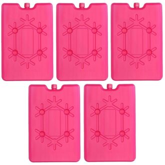 5x Koelelementen fel roze 16 cm - Koelblokken/koelelementen voor koeltas/koelbox