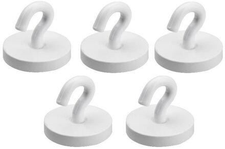 5x Kunststof ophang magneet met haak 2 cm - Ronde magnetische haakjes