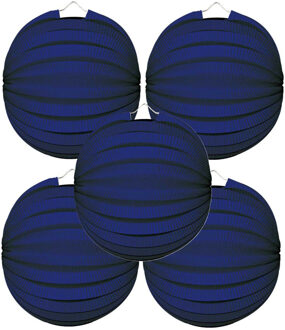 5x Lampionnen blauw 22 cm