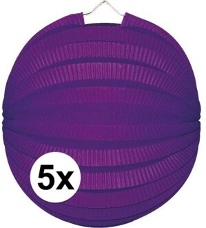 5x Lampionnen paars 22 cm