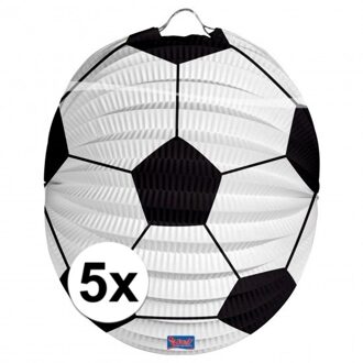 5x Lampionnnen in voetbal stijl 22 cm - Feestlampionnen Multikleur