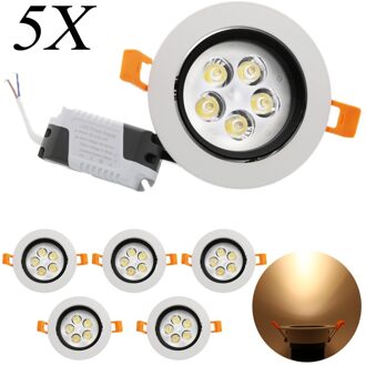 5X LED Driver Verlichting LED Downlight 5 W LED Epistar Plafondlamp voor Thuis AC 85-265 V Warm Wit Badkamer Licht Binnenverlichting COB Cold wit