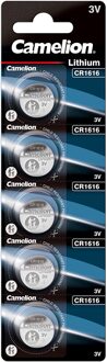 5x Lithium knoopcel batterijen CR1616 3V Camelion - Platte batterijen 5x stuks