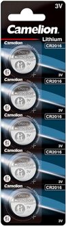 5x Lithium knoopcel batterijen CR2016 3V Camelion - Platte batterijen 5x stuks