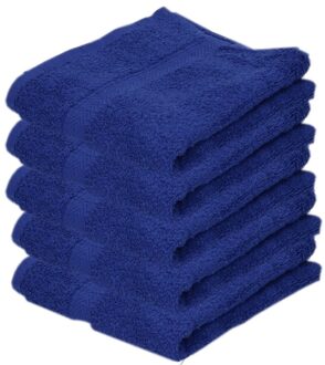 5x Luxe Handdoeken Blauw 50 X 90 Cm 550 Grams - Badkamer Textiel Badhanddoeken