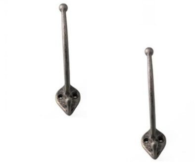 5x Luxe kapstokhaken / jashaken / kapstokhaakjes aluminium antiek tin enkele haak 13 x 3,5 cm