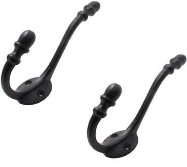 5x Luxe kapstokhaken / jashaken / kapstokhaakjes metaal retro zwart enkele haak 14 x 3,2 cm