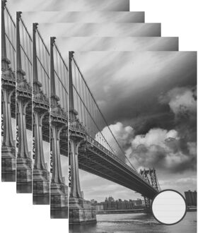 5x Luxe schrift A5 formaat met brug en wolken harde kaft - Schriften Multikleur