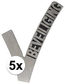 5x Metalen broche met beveiligingslogo 6,5 cm