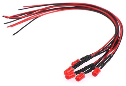 5X Min F3 3Mm 20Cm Pre Wired Led Ronde Licht Lamp Chip Kralen Kabel Dc Wit Warm rood Groen Blauw Geel Emitting Diodes