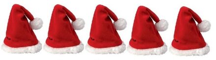 5x Mini kerstmutsjes rood - kerstmutsen voor huisdieren / poppen