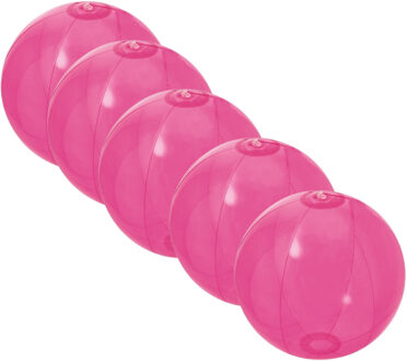 5x Opblaasbare strandbal fel roze 30 cm