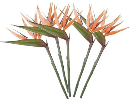 5x Oranje Strelitzia/paradijsvogelbloem Kunstbloemen 90 Cm - Kunstbloemen